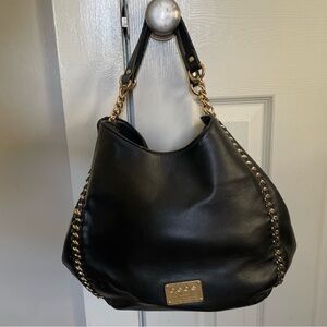 Bebe Colette Hobo Bag Black and Gold Chain Shoulder Bag Triple Entry Unused